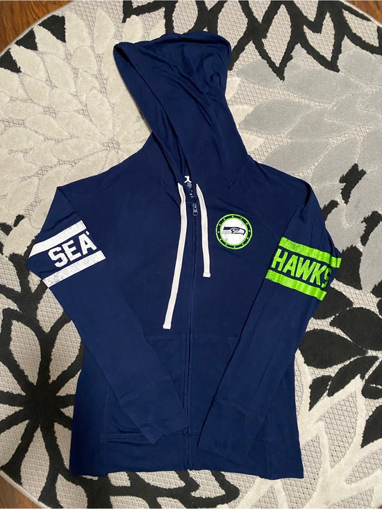 Touch stadium Tops - Women’s Blue Sea Hawks Zip up Hoodie Size Small